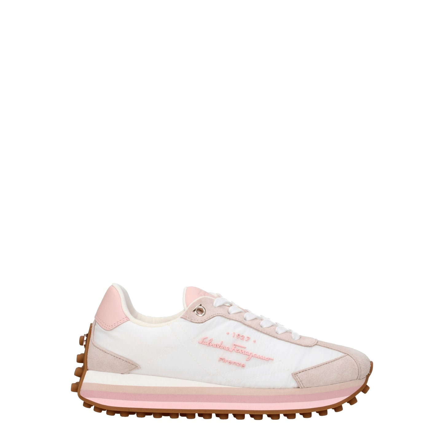 Salvatore Ferragamo Women's Sneakers in Fabric  White/Pink