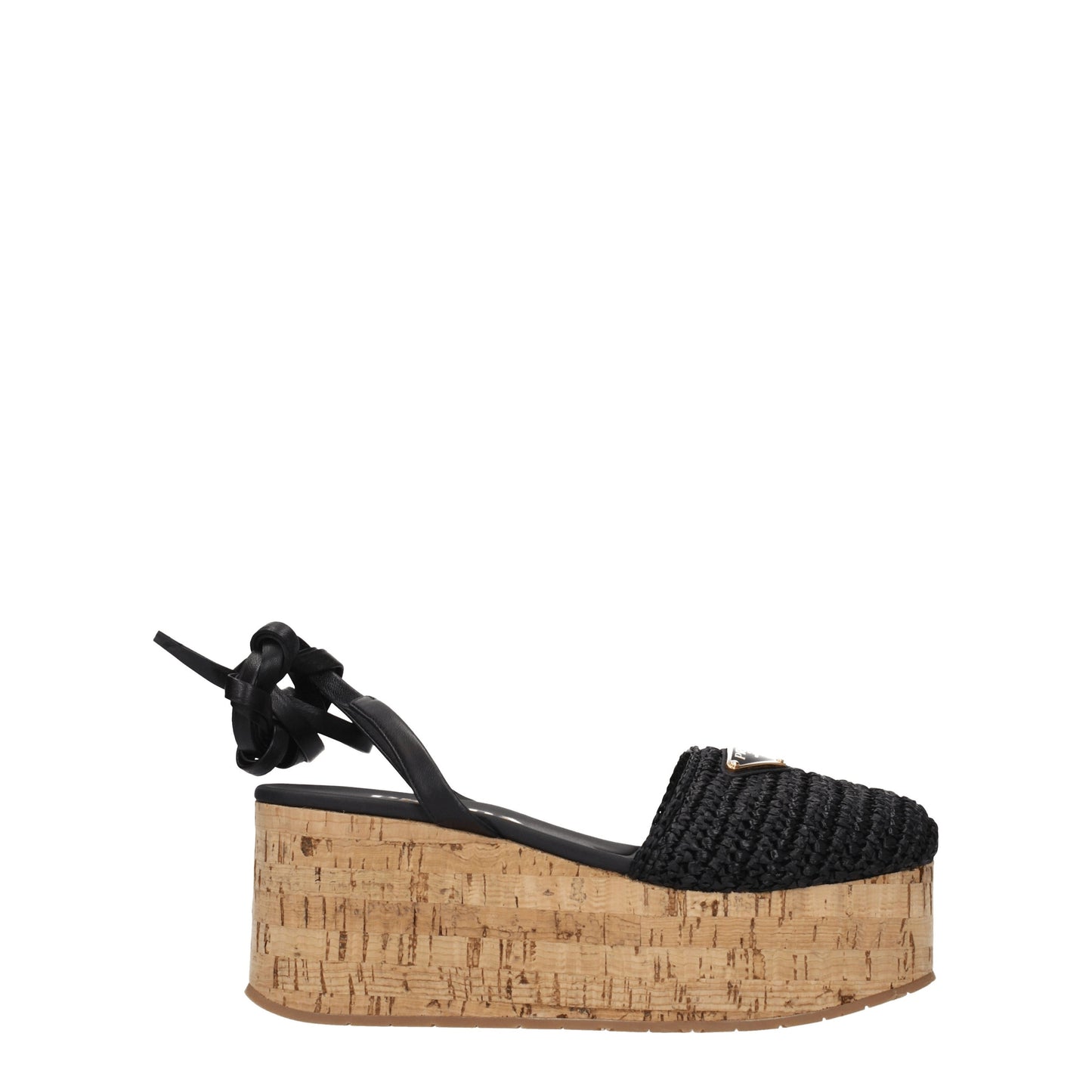 Prada Women's Wedges in Raffia Black