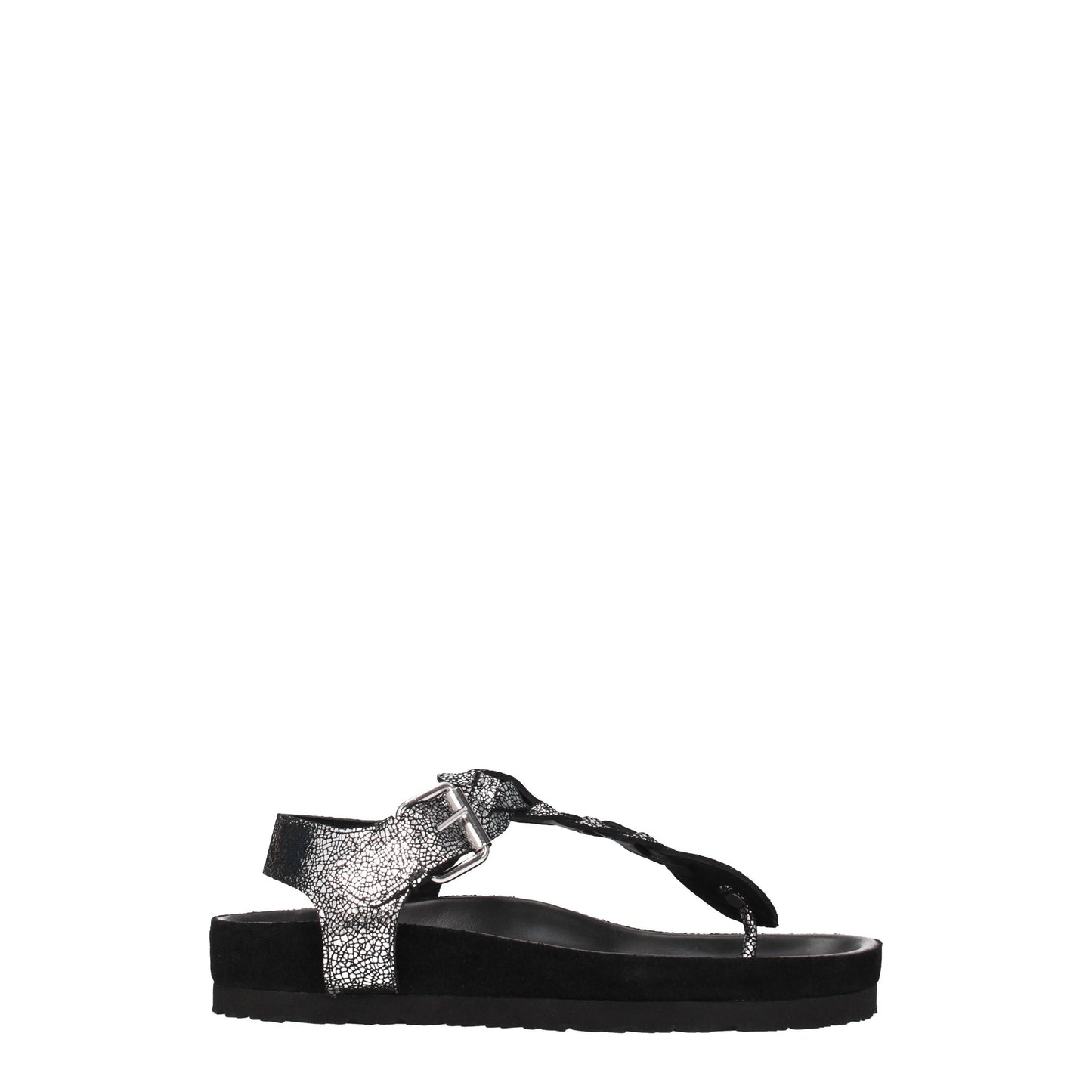 Isabel Marant Women's Flip Flops in Suede Black/Silver