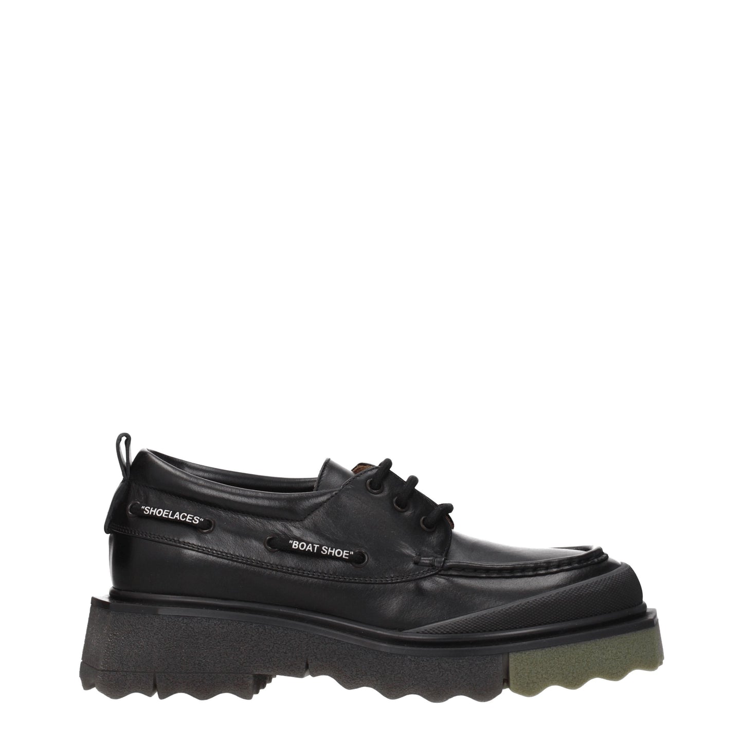 Off-White Men's Lace ups in Leather Black/Military Green