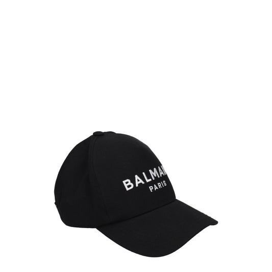 Balmain Hats Men Cotton Black/White