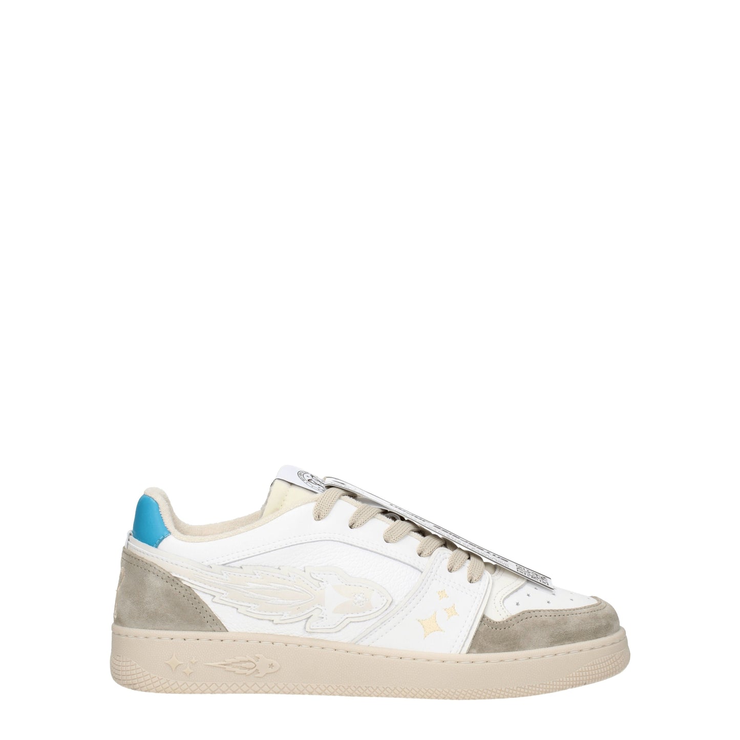 Enterprise Japan Men's Sneakers in Leather White/Light Blue