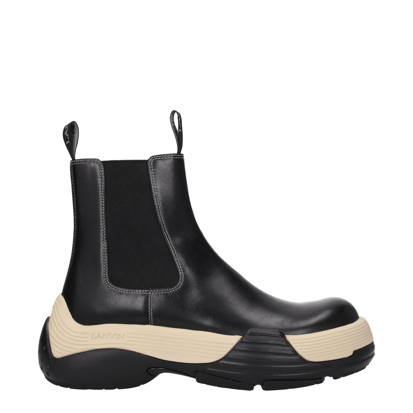 Lanvin Men's Boots in Leather Black/Cream