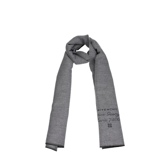 Givenchy Scarves Men Wool Gray/Silver