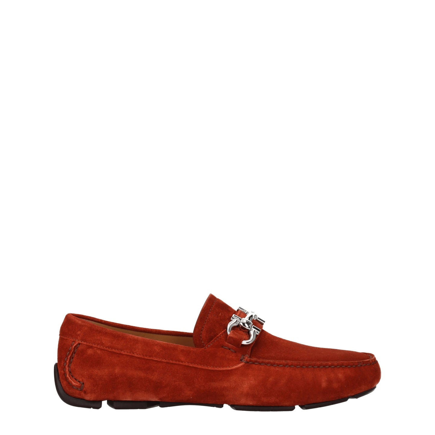 Salvatore Ferragamo Men's Loafers in Suede Orange/Copper