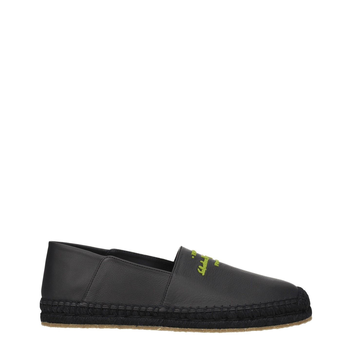 Salvatore Ferragamo Men's Espadrilles in Leather Black/Lime