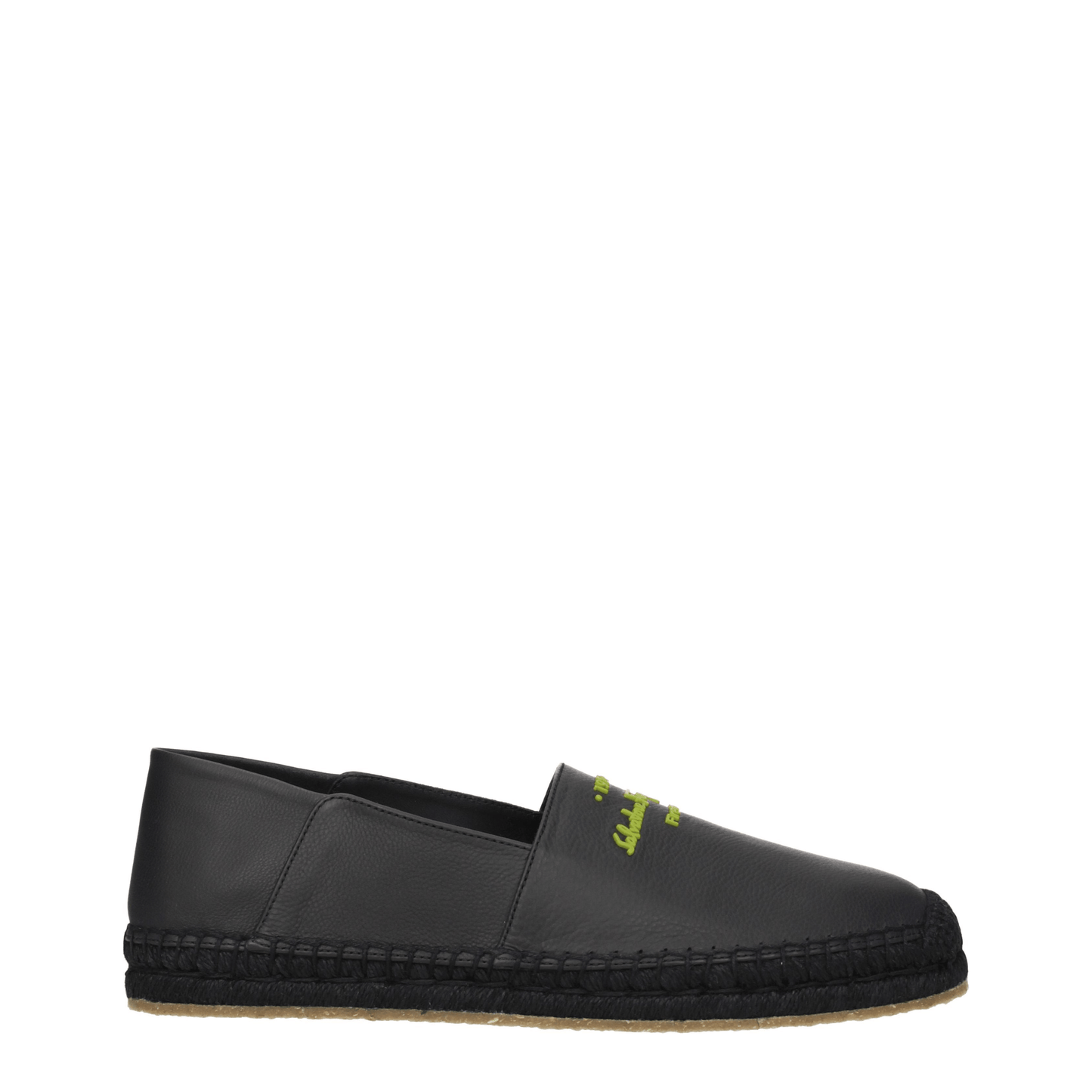 Salvatore Ferragamo Espadrilles Men Leather Black/Lime
