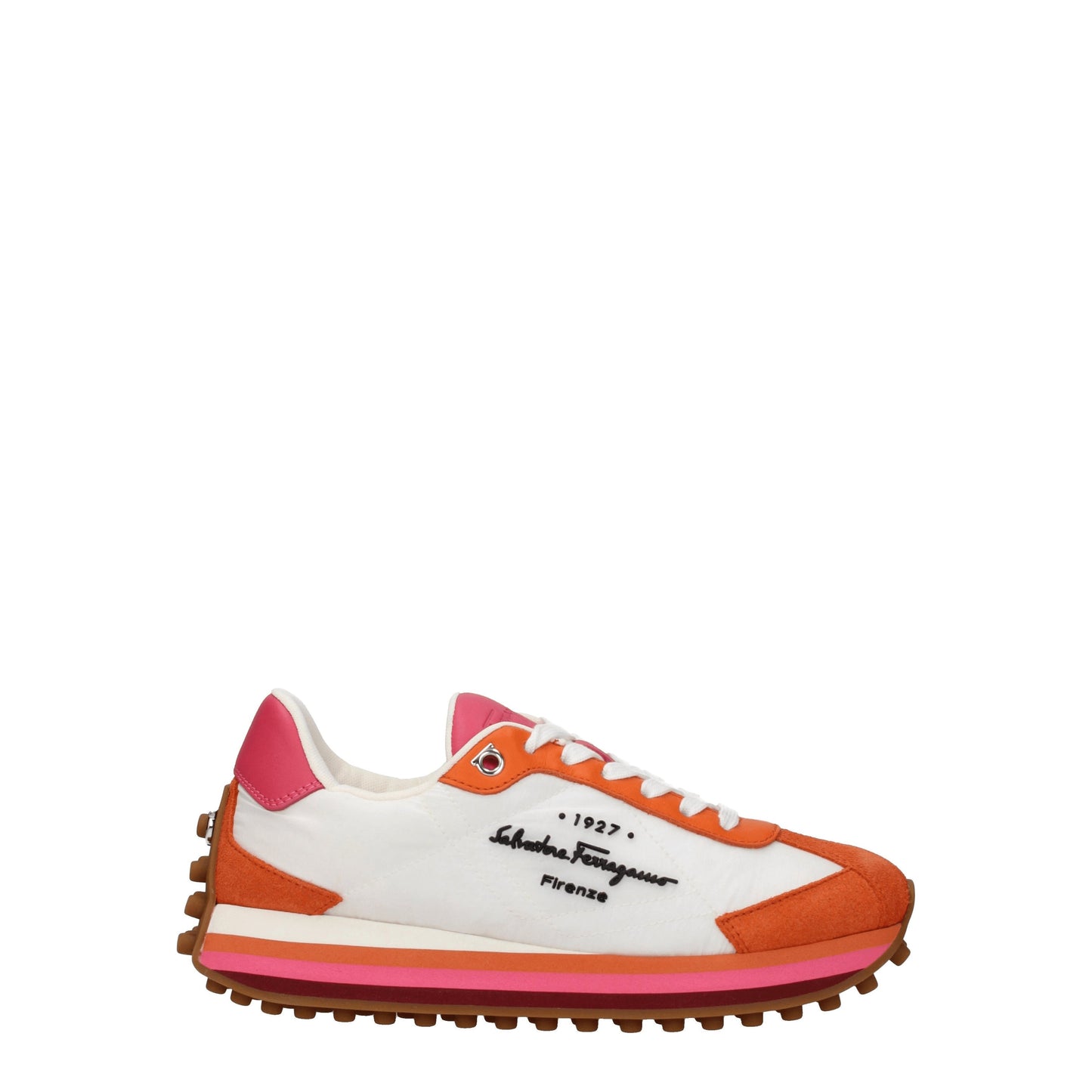 Salvatore Ferragamo Women's Sneakers in Fabric  White/Orange