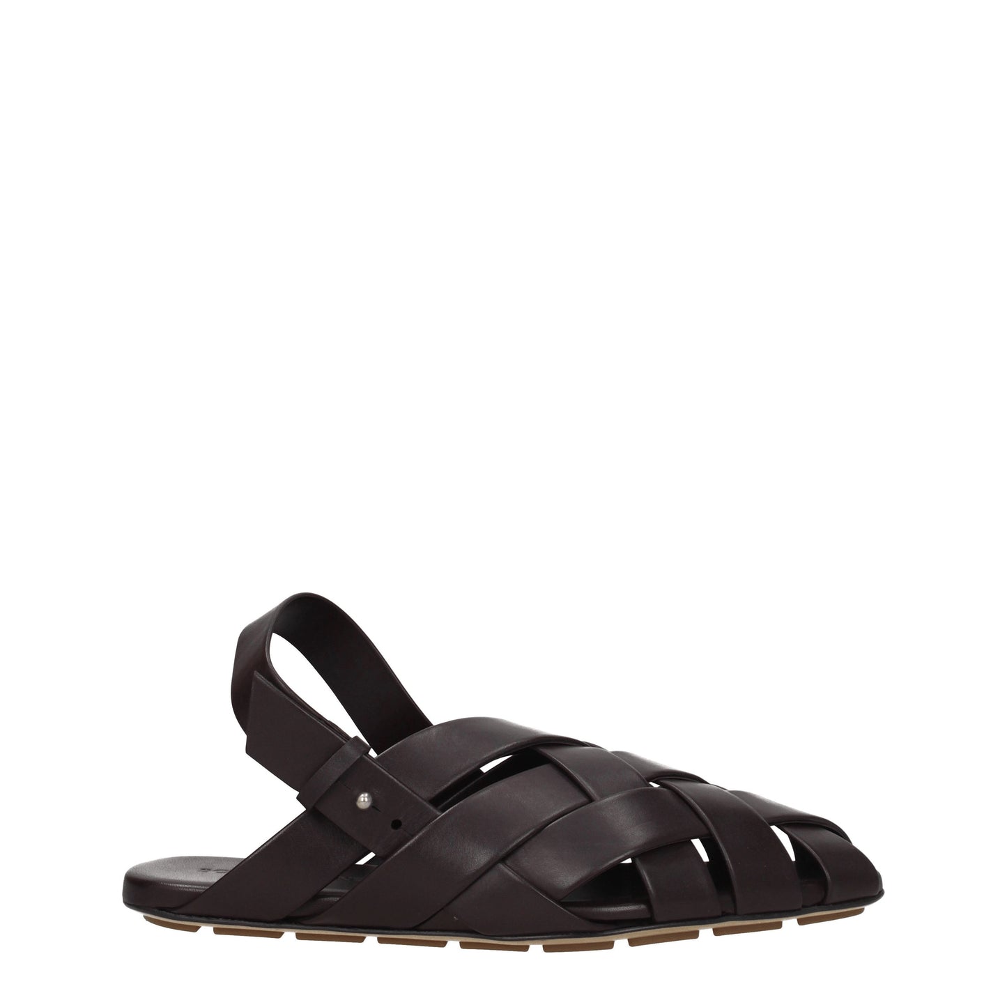 Bottega Veneta Sandals & Slippers Men Leather Brown/Dark Chocolate