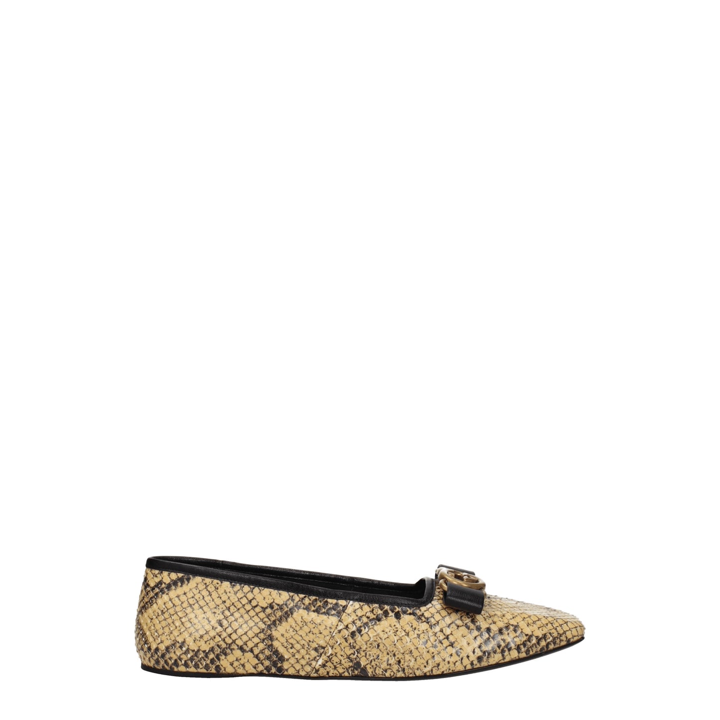 Gucci Women's Ballet Flats in Leather Python Beige