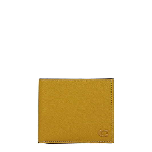 Coach Wallets Men Leather Yellow/Mustard