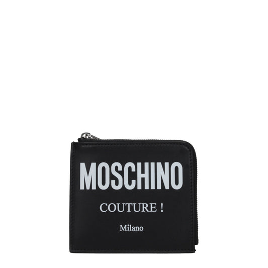 Moschino Coin Purses Men Leather Black