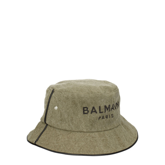 Balmain Hats Men Cotton Green/Khaki