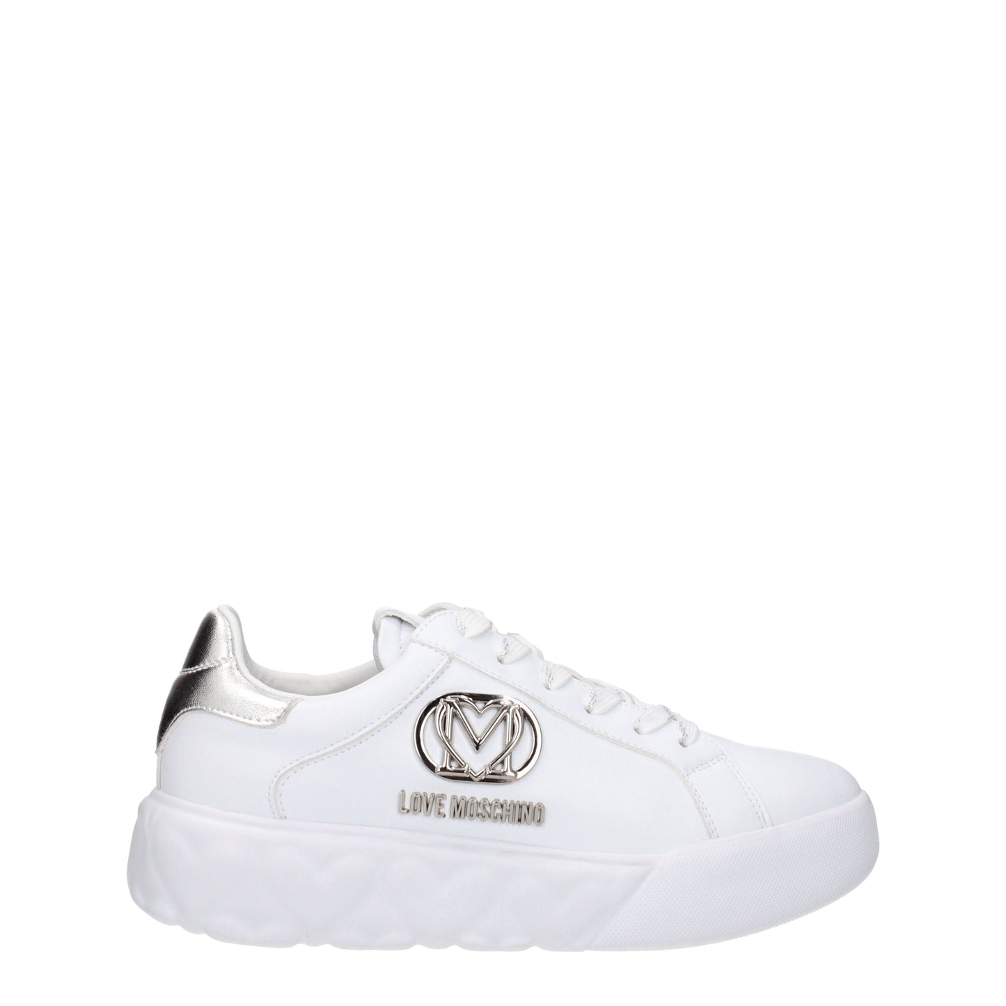 Love Moschino Women's Sneakers in Leather White/Silver