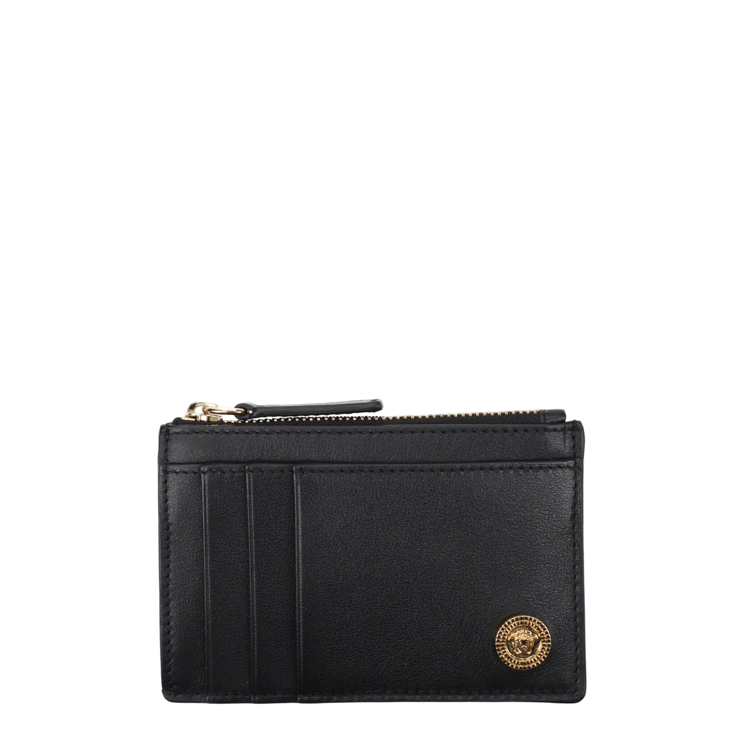 Versace Coin Purses Men Leather Black