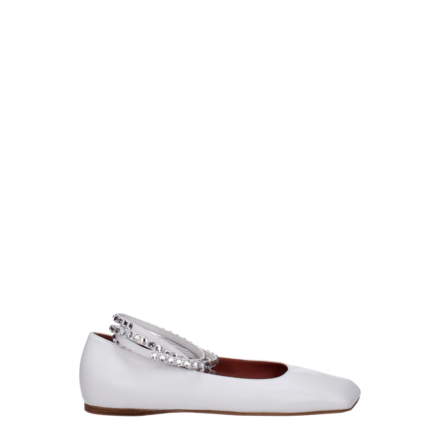 Amina Muaddi Women's Ballet Flats in Leather White