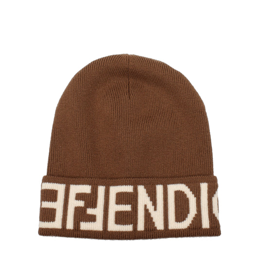 Fendi Hats Women Virgin Wool Brown/Beige