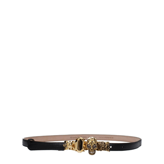 Alexander McQueen Belts Women Leather Black/Gold