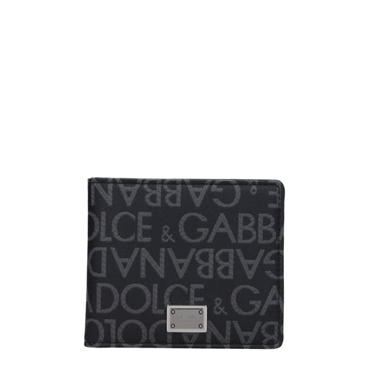 Dolce&Gabbana Wallets Men Fabric  Black/Grey