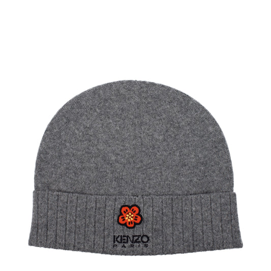 Kenzo Hats Men Wool Gray