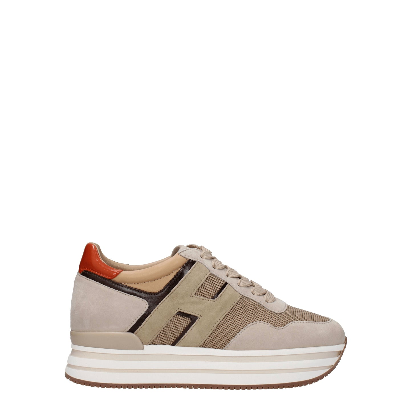 Hogan Women's Sneakers in Fabric  Beige/Orange