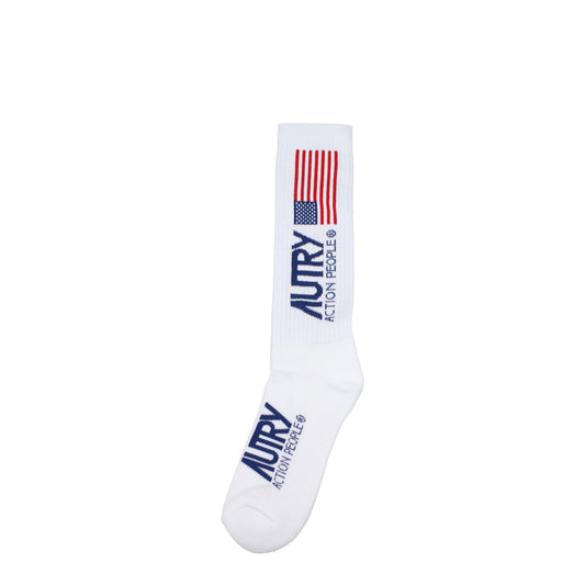 Autry Socks Men Cotton White/Red