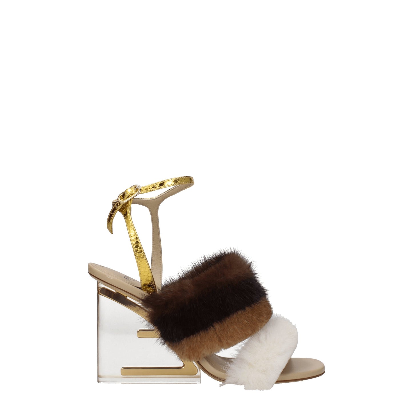 Fendi Women's Sandals in Mink Brown/Gold