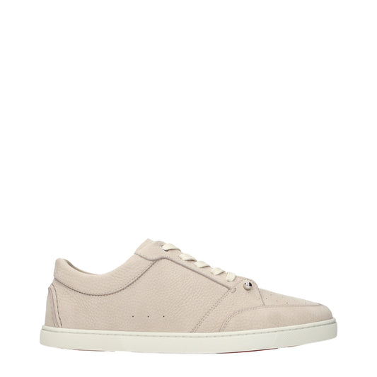 Louboutin Sneakers Men Leather Beige