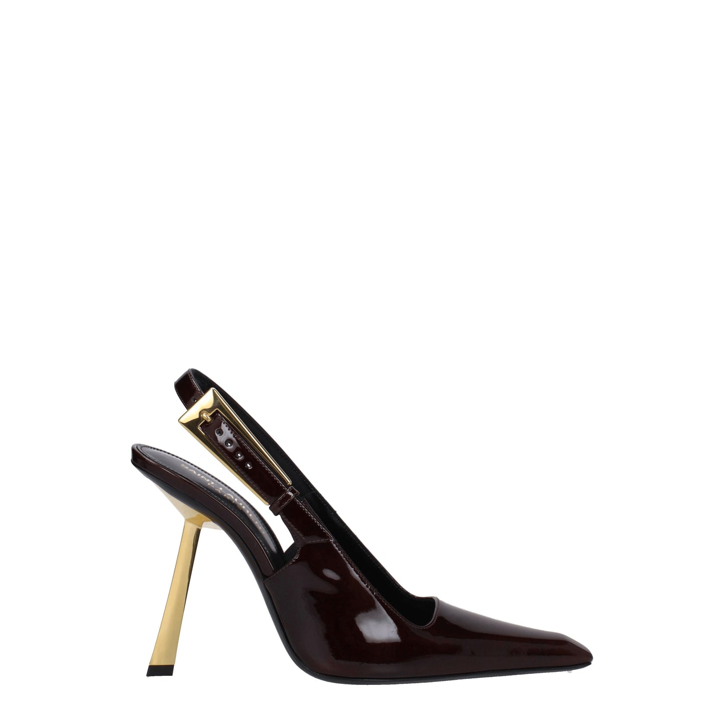 Saint Laurent Women's Sandals in Patent Leather Brown/Glacene Brown