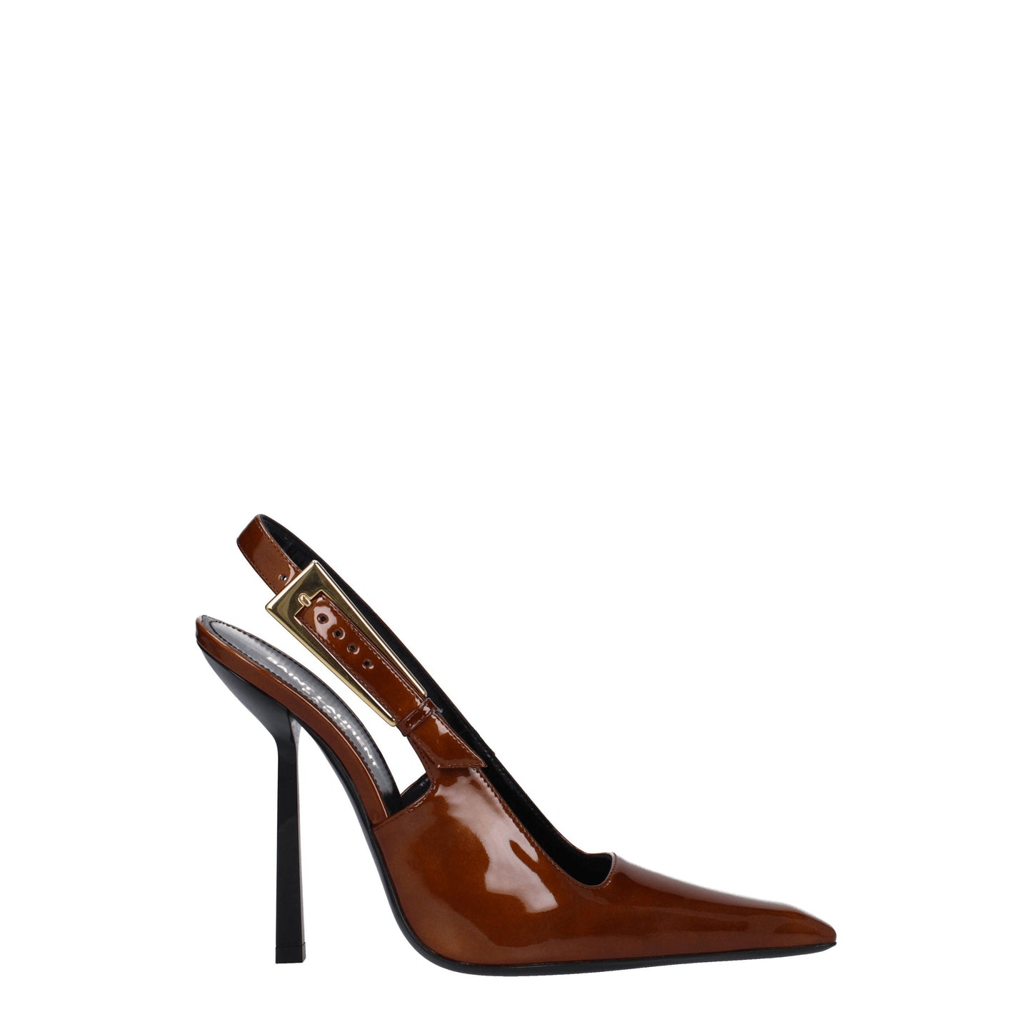 Saint Laurent Women's Sandals in Patent Leather Brown/Chestnut