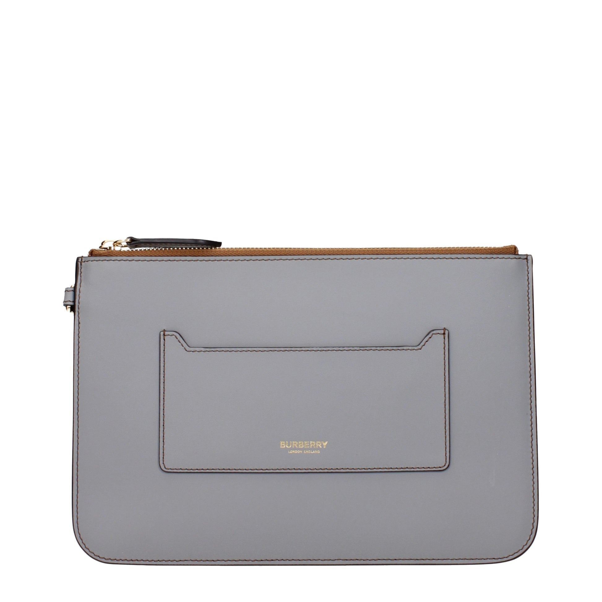 Burberry Clutches Men Leather Gray/Cloud