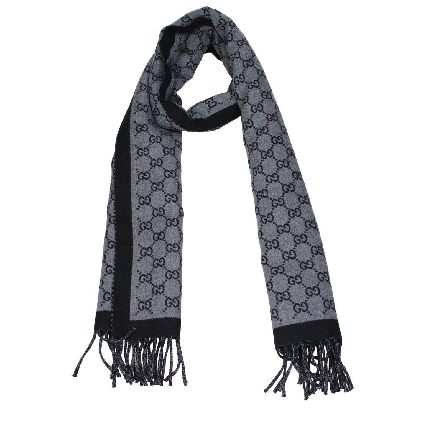 Gucci Scarves Men Wool Gray/Black