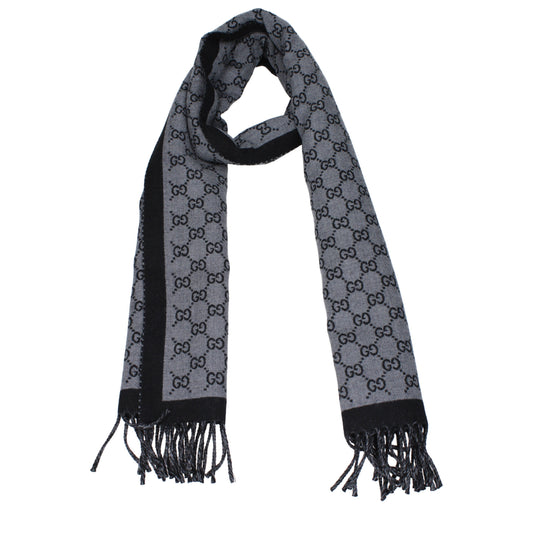 Gucci Scarves Men Wool Gray/Black