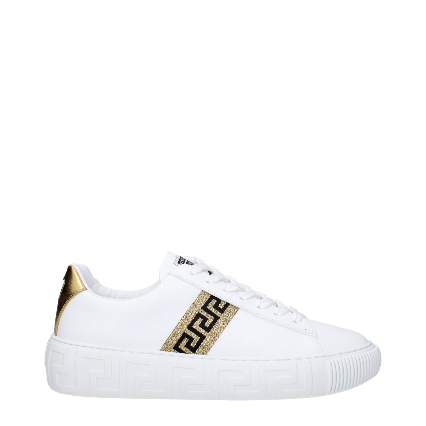 Versace Men's Sneakers in Leather White/Gold