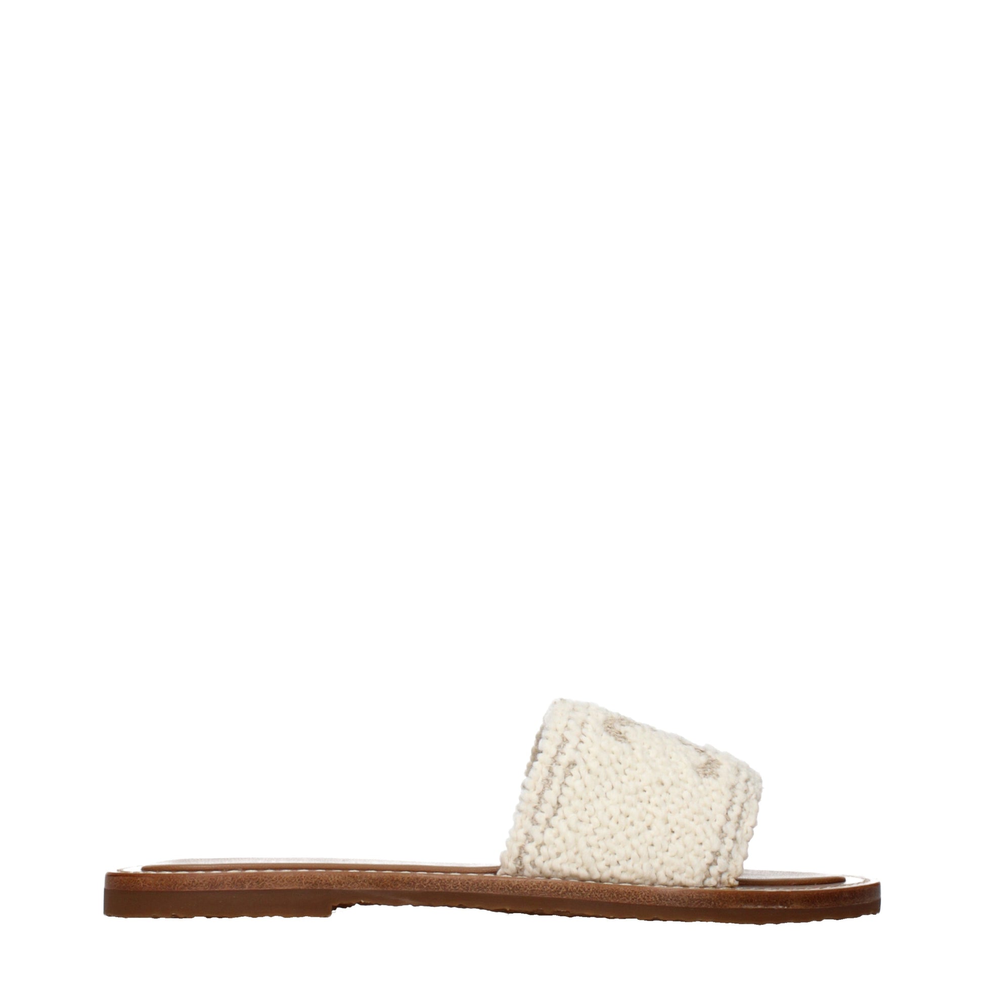 Celine Slippers and Clogs Women Fabric  Beige/Ecru