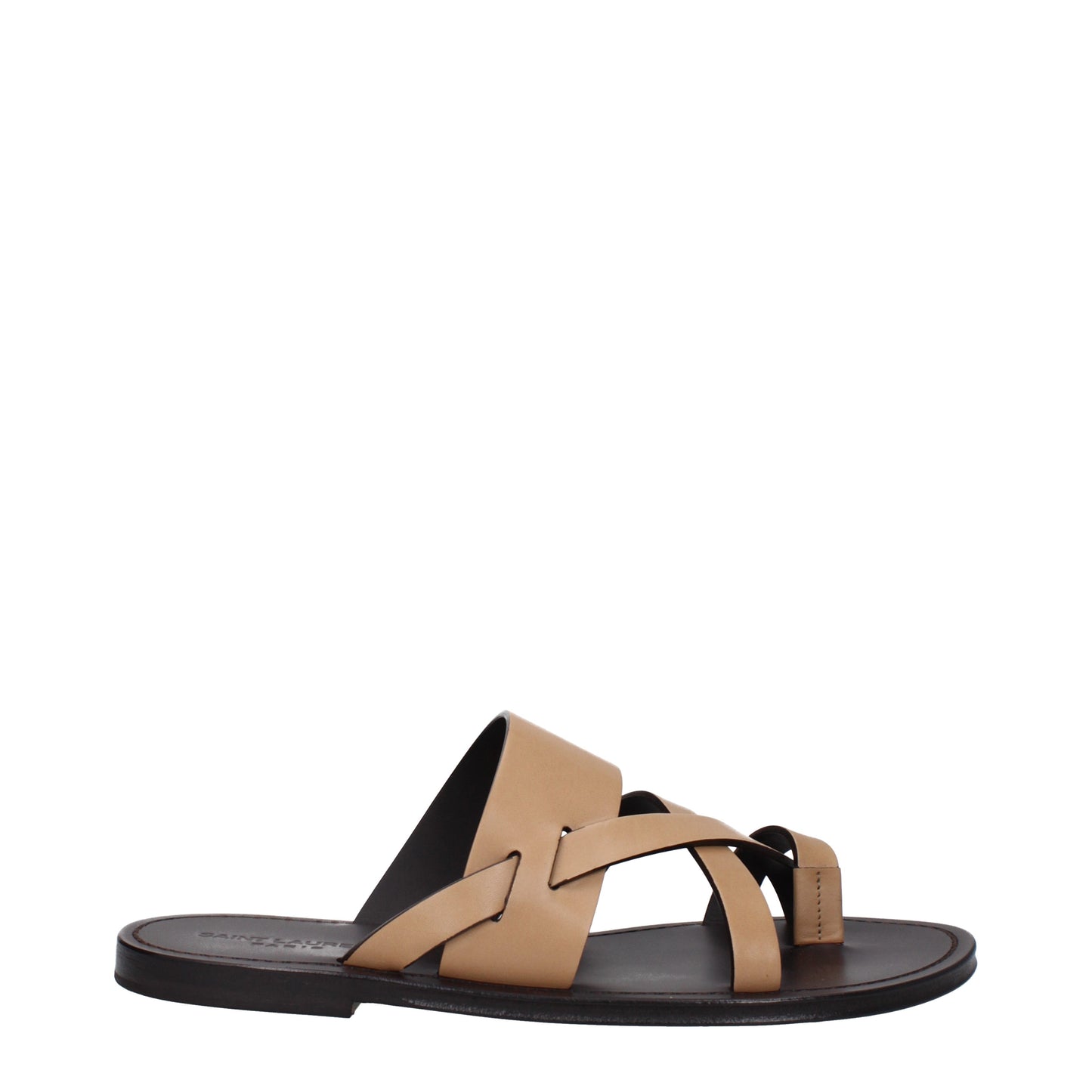 Saint Laurent Men's Sandals in Leather Brown