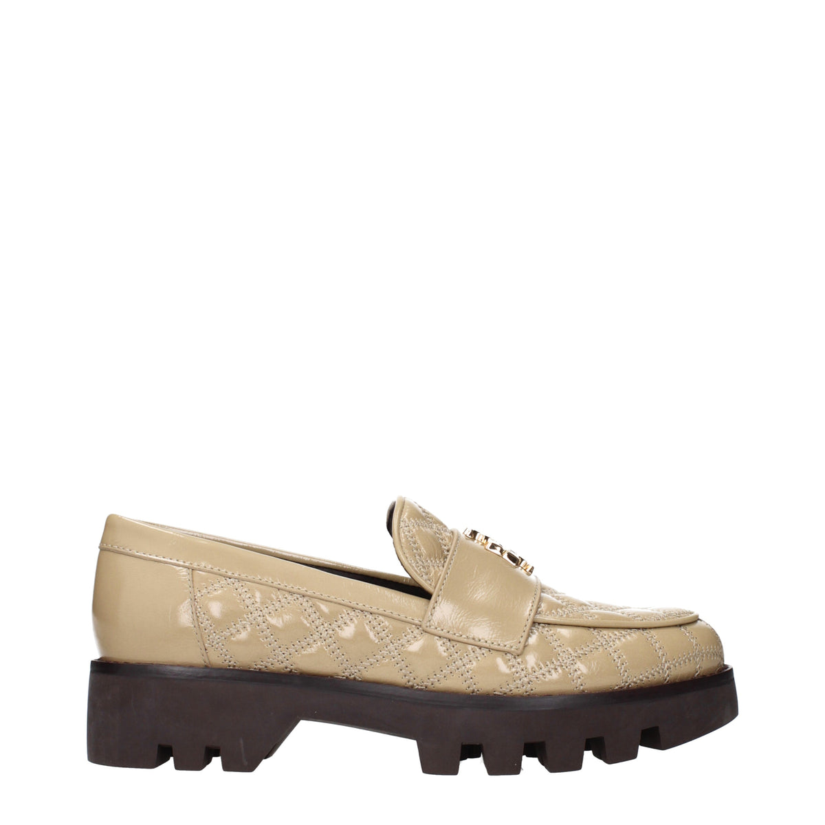 Tory Burch Loafers Women Patent Leather Beige/Almond