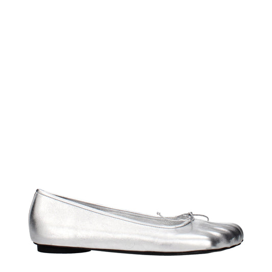 Balenciaga Ballet Flats Women Leather Silver