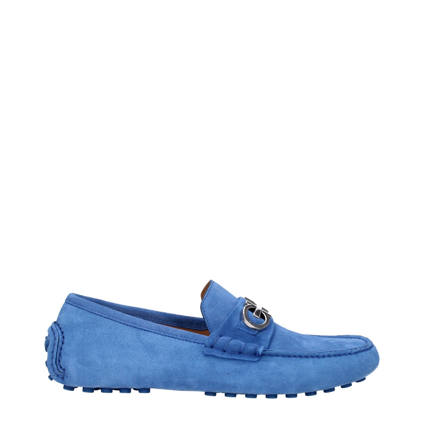 Salvatore Ferragamo Men's Loafers in Suede Blue/Denim