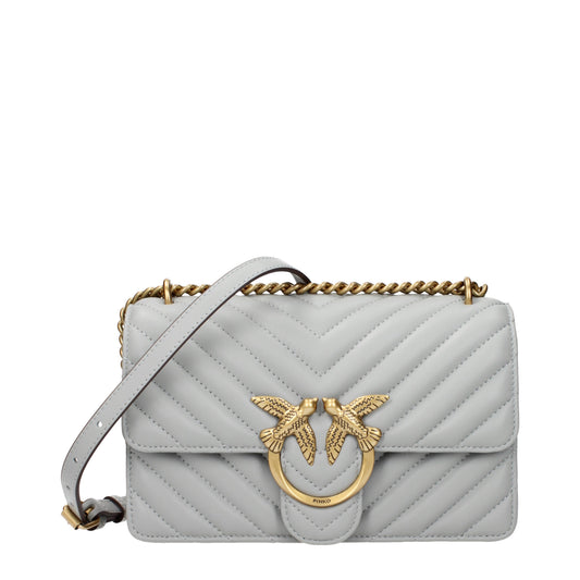 Pinko Crossbody Bags Women Leather Gray/Pearl Grey