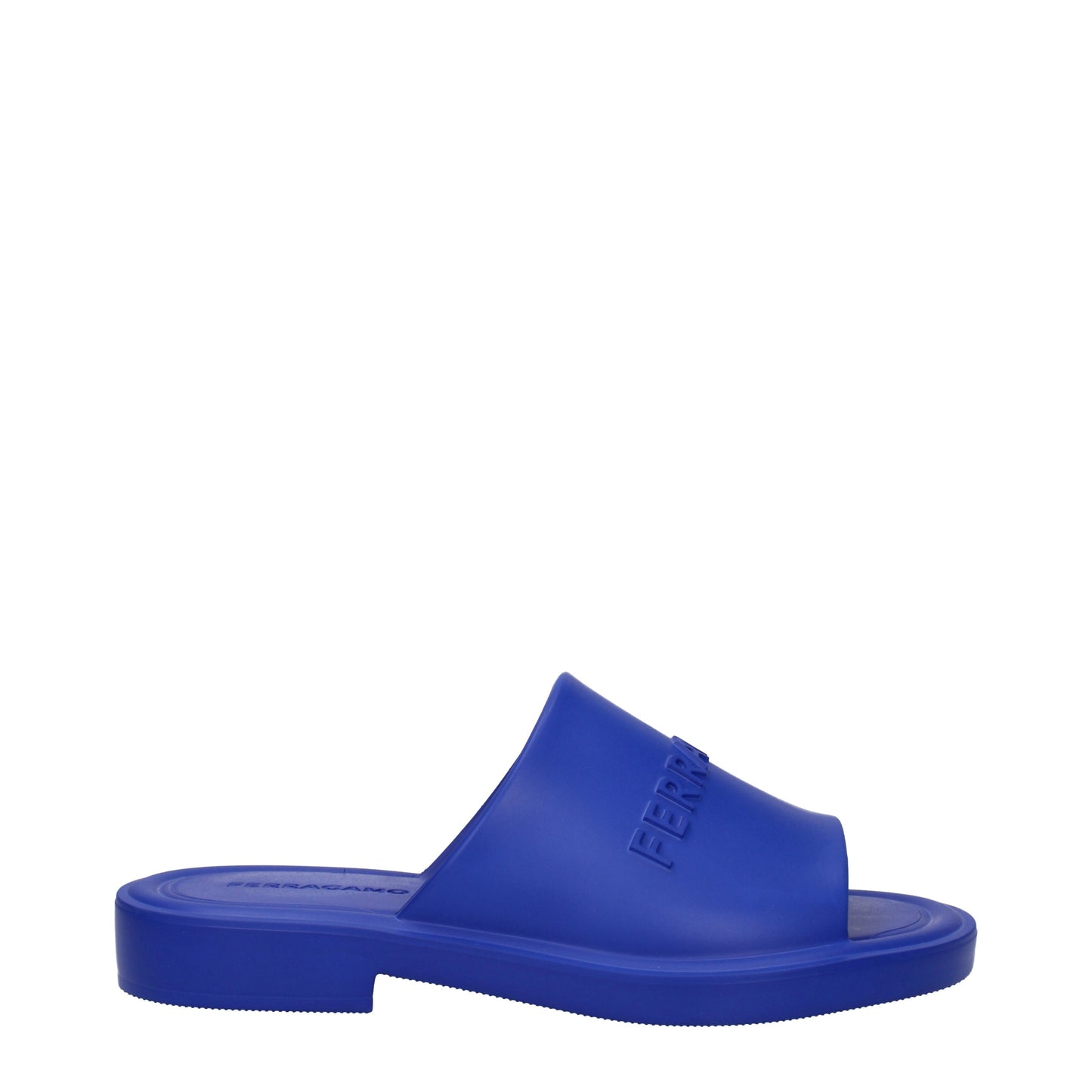 Salvatore Ferragamo Sandals & Slippers Men Rubber Blue/Lapis Lazuli