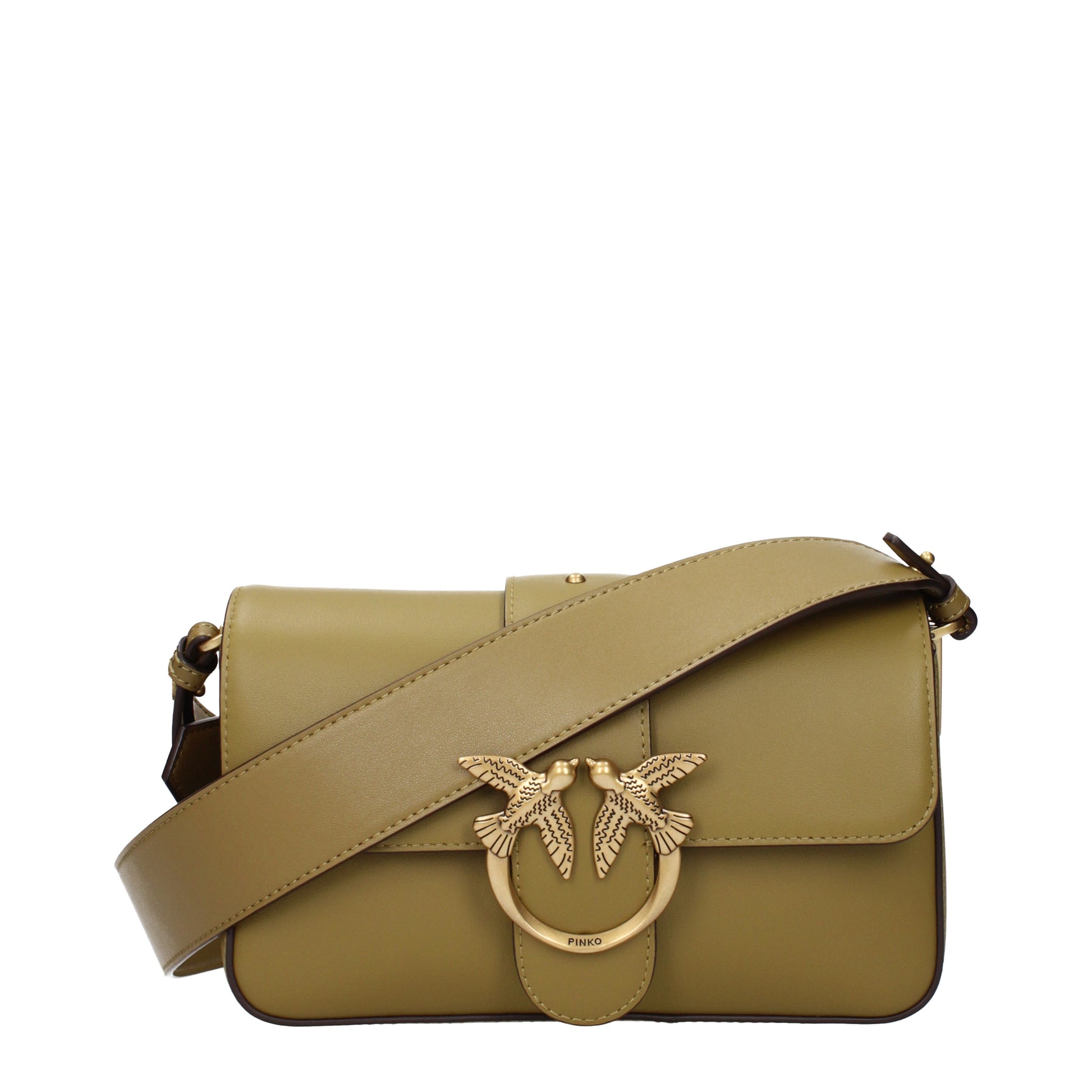 Pinko Crossbody Bags Women Leather Green/Kangaroo