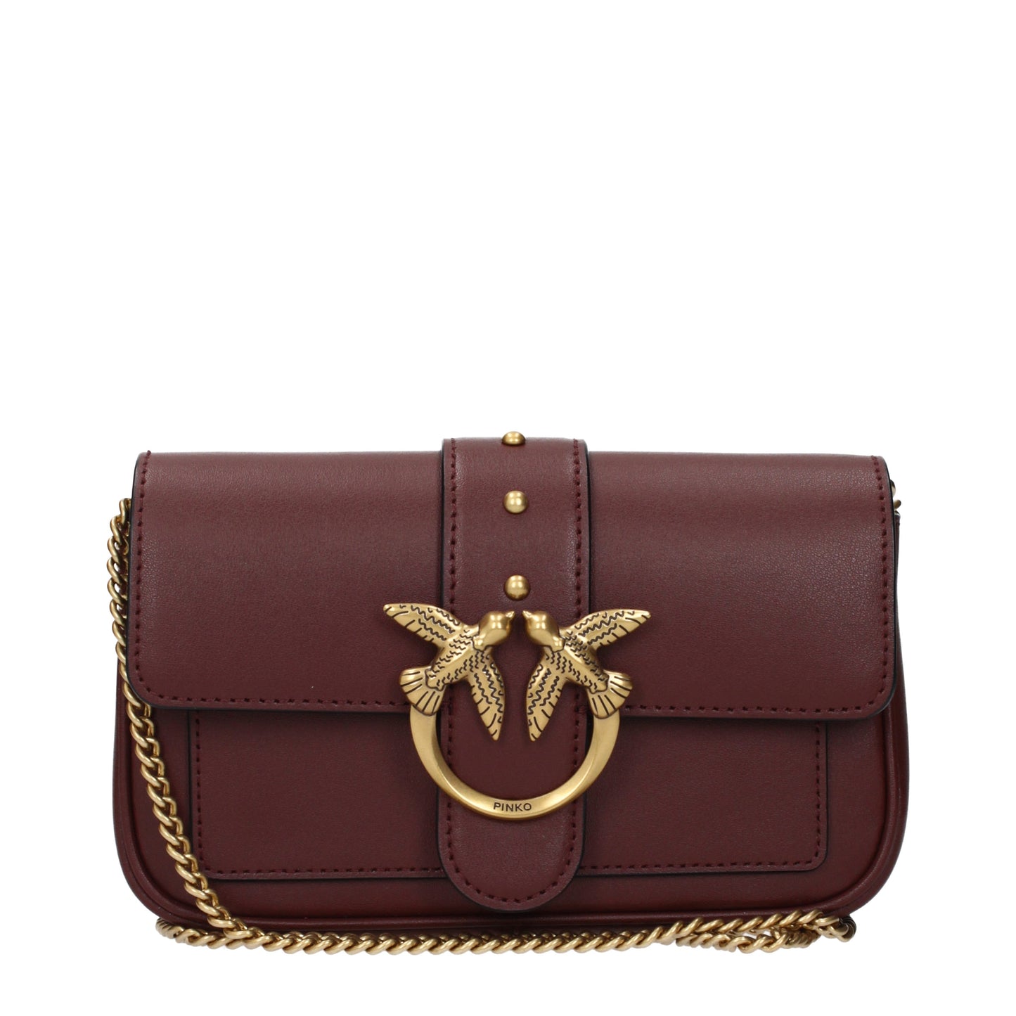 Pinko Crossbody Bags Women Leather Red/Burgundy