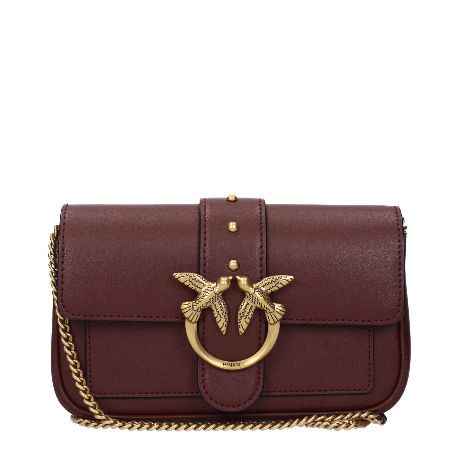 Pinko Crossbody Bags Women Leather Red/Burgundy