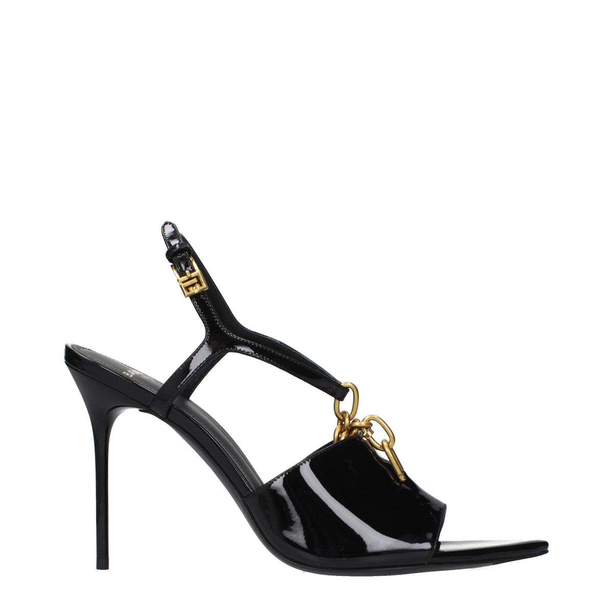 Balmain Sandals Women Patent Leather Black