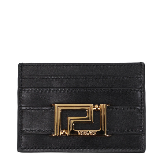 Versace Document Holders Women Leather Black