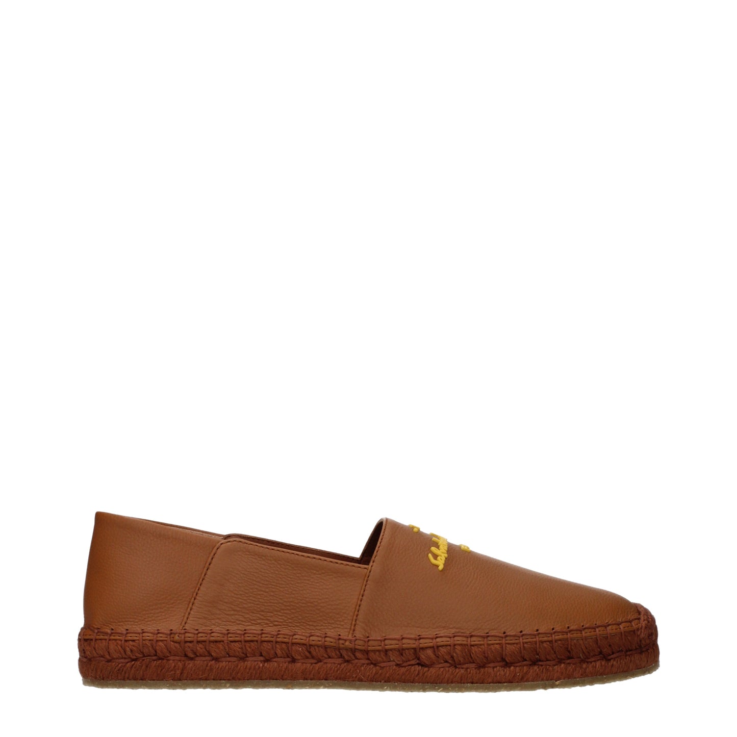 Salvatore Ferragamo Espadrilles Men Leather Brown/Yellow
