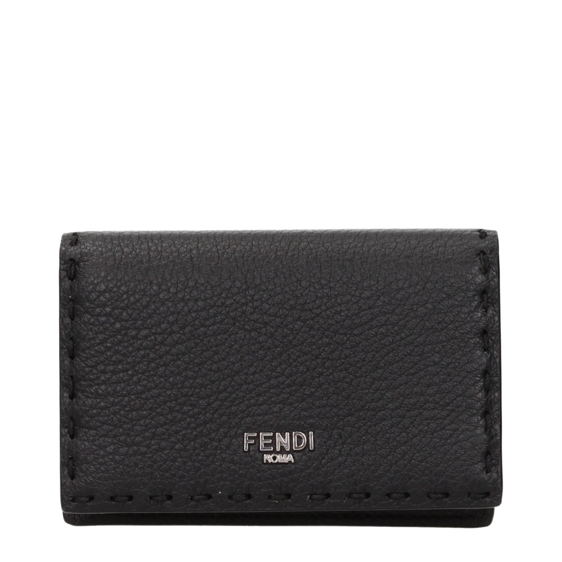 Fendi Document Holders Men Leather Black