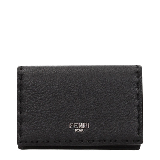Fendi Document Holders Men Leather Black