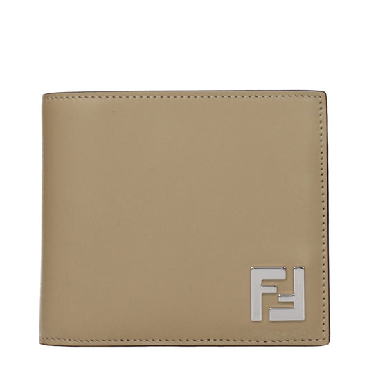 Fendi Wallets Men Leather Beige/Sand